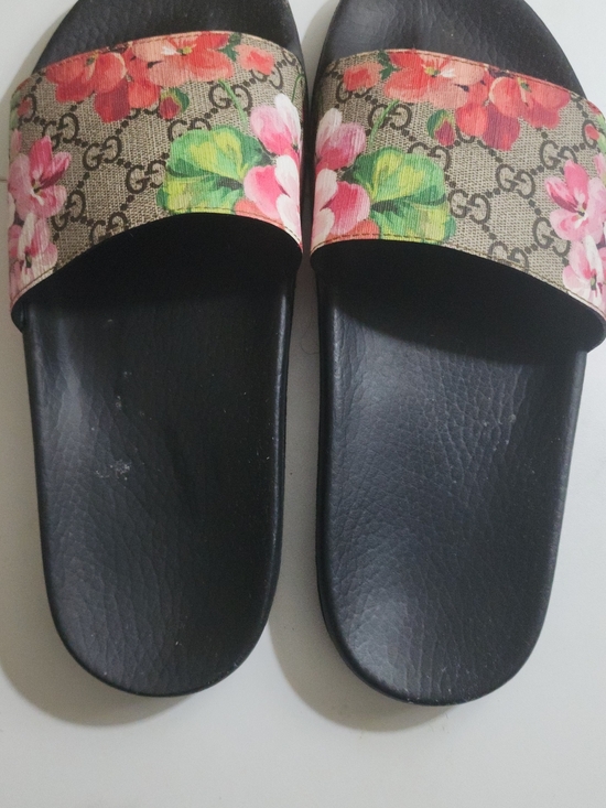 Gucci Shoes - Gucci Floral GG Canvas Slide Sandals - Black, Pink, Green